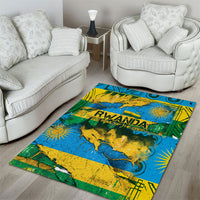 Rwanda Independence Day Area Rug Distressed Grunge Flag Design - Broken Chains And 1962 Graphic