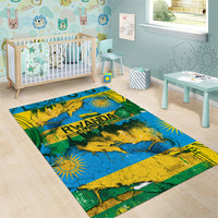 Rwanda Independence Day Area Rug Distressed Grunge Flag Design - Broken Chains And 1962 Graphic