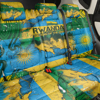 Rwanda Independence Day Back Car Seat Cover Distressed Grunge Flag Design - Broken Chains And 1962 Graphic