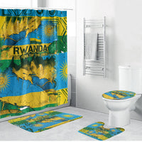 Rwanda Independence Day Bathroom Set Distressed Grunge Flag Design - Broken Chains And 1962 Graphic