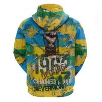 Rwanda Independence Day Hoodie Distressed Grunge Flag Design - Broken Chains And 1962 Graphic