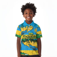 Rwanda Independence Day Kid Polo Shirt Distressed Grunge Flag Design - Broken Chains And 1962 Graphic