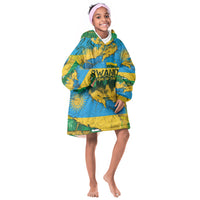 Rwanda Independence Day Kid Wearable Blanket Hoodie Distressed Grunge Flag Design - Broken Chains And 1962 Graphic