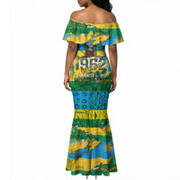 Rwanda Independence Day Mermaid Dress Distressed Grunge Flag Design - Broken Chains And 1962 Graphic