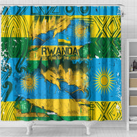 Rwanda Independence Day Shower Curtain Distressed Grunge Flag Design - Broken Chains And 1962 Graphic