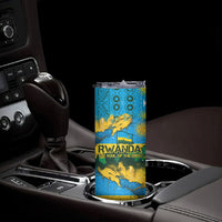 Rwanda Independence Day Skinny Tumbler Distressed Grunge Flag Design - Broken Chains And 1962 Graphic