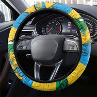 Rwanda Independence Day Steering Wheel Cover Distressed Grunge Flag Design - Broken Chains And 1962 Graphic