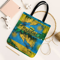 Rwanda Independence Day Tote Bag Distressed Grunge Flag Design - Broken Chains And 1962 Graphic