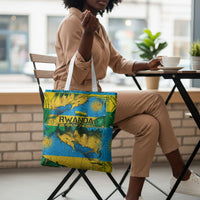 Rwanda Independence Day Tote Bag Distressed Grunge Flag Design - Broken Chains And 1962 Graphic