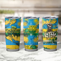 Rwanda Independence Day Tumbler Cup Distressed Grunge Flag Design - Broken Chains And 1962 Graphic