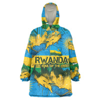 Rwanda Independence Day Wearable Blanket Hoodie Distressed Grunge Flag Design - Broken Chains And 1962 Graphic