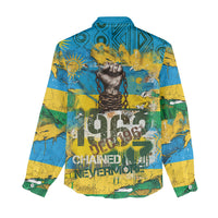 Rwanda Independence Day Women Casual Shirt Distressed Grunge Flag Design - Broken Chains And 1962 Graphic