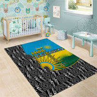 Rwanda Independence Day Unite Paix Progres Area Rug African Geometric Pattern - Power Fist And Coffee Branch Art