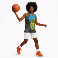 Rwanda Independence Day Unite Paix Progres Basketball Jersey African Geometric Pattern - Power Fist And Coffee Branch Art