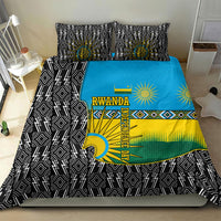 Rwanda Independence Day Unite Paix Progres Bedding Set African Geometric Pattern - Power Fist And Coffee Branch Art