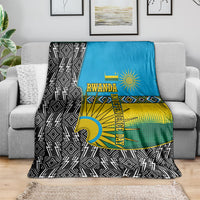 Rwanda Independence Day Unite Paix Progres Blanket African Geometric Pattern - Power Fist And Coffee Branch Art