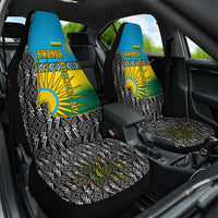 Rwanda Independence Day Unite Paix Progres Car Seat Cover African Geometric Pattern - Power Fist And Coffee Branch Art