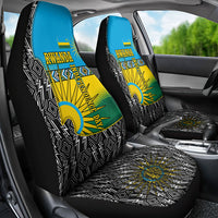 Rwanda Independence Day Unite Paix Progres Car Seat Cover African Geometric Pattern - Power Fist And Coffee Branch Art