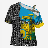 Rwanda Independence Day Unite Paix Progres Cross Shoulder Shirt African Geometric Pattern - Power Fist And Coffee Branch Art