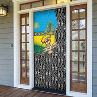 Rwanda Independence Day Unite Paix Progres Door Cover African Geometric Pattern - Power Fist And Coffee Branch Art