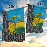 Rwanda Independence Day Unite Paix Progres Garden Flag African Geometric Pattern - Power Fist And Coffee Branch Art