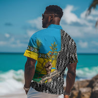 Rwanda Independence Day Unite Paix Progres Hawaiian Shirt African Geometric Pattern - Power Fist And Coffee Branch Art