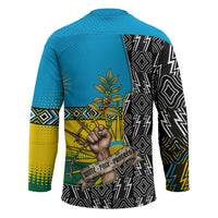Rwanda Independence Day Unite Paix Progres Hockey Jersey African Geometric Pattern - Power Fist And Coffee Branch Art