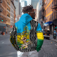 Rwanda Independence Day Unite Paix Progres Hoodie African Geometric Pattern - Power Fist And Coffee Branch Art