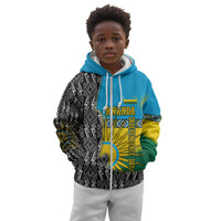 Rwanda Independence Day Unite Paix Progres Kid Hoodie African Geometric Pattern - Power Fist And Coffee Branch Art