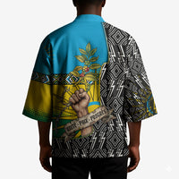 Rwanda Independence Day Unite Paix Progres Kimono African Geometric Pattern - Power Fist And Coffee Branch Art