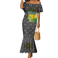 Rwanda Independence Day Unite Paix Progres Mermaid Dress African Geometric Pattern - Power Fist And Coffee Branch Art