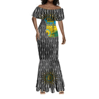 Rwanda Independence Day Unite Paix Progres Mermaid Dress African Geometric Pattern - Power Fist And Coffee Branch Art