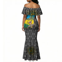 Rwanda Independence Day Unite Paix Progres Mermaid Dress African Geometric Pattern - Power Fist And Coffee Branch Art