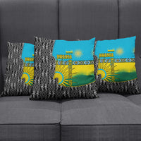 Rwanda Independence Day Unite Paix Progres Pillow Cover African Geometric Pattern - Power Fist And Coffee Branch Art