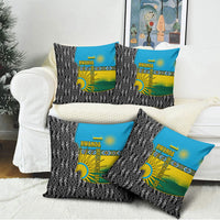 Rwanda Independence Day Unite Paix Progres Pillow Cover African Geometric Pattern - Power Fist And Coffee Branch Art