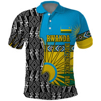 Rwanda Independence Day Unite Paix Progres Polo Shirt African Geometric Pattern - Power Fist And Coffee Branch Art
