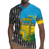 Rwanda Independence Day Unite Paix Progres Rugby Jersey African Geometric Pattern - Power Fist And Coffee Branch Art