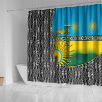 Rwanda Independence Day Unite Paix Progres Shower Curtain African Geometric Pattern - Power Fist And Coffee Branch Art