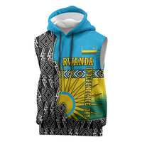 Rwanda Independence Day Unite Paix Progres Sleeveless Hoodie African Geometric Pattern - Power Fist And Coffee Branch Art