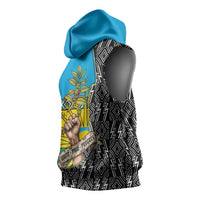 Rwanda Independence Day Unite Paix Progres Sleeveless Hoodie African Geometric Pattern - Power Fist And Coffee Branch Art