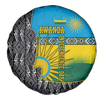 Rwanda Independence Day Unite Paix Progres Spare Tire Cover African Geometric Pattern - Power Fist And Coffee Branch Art