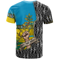 Rwanda Independence Day Unite Paix Progres T shirt African Geometric Pattern - Power Fist And Coffee Branch Art