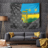 Rwanda Independence Day Unite Paix Progres Tapestry African Geometric Pattern - Power Fist And Coffee Branch Art
