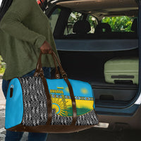 Rwanda Independence Day Unite Paix Progres Travel Bag African Geometric Pattern - Power Fist And Coffee Branch Art