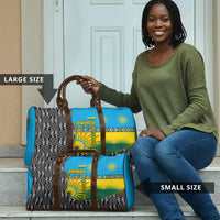Rwanda Independence Day Unite Paix Progres Travel Bag African Geometric Pattern - Power Fist And Coffee Branch Art