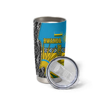 Rwanda Independence Day Unite Paix Progres Tumbler Cup African Geometric Pattern - Power Fist And Coffee Branch Art