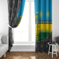 Rwanda Independence Day Unite Paix Progres Window Curtain African Geometric Pattern - Power Fist And Coffee Branch Art