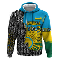 Rwanda Independence Day Unite Paix Progres Zip Hoodie African Geometric Pattern - Power Fist And Coffee Branch Art