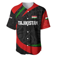 Tajikistan National Emblem Baseball Jersey with Black Red Green Tribal Pattern