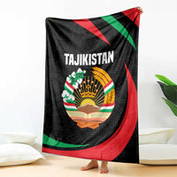 Tajikistan National Emblem Blanket with Black Red Green Tribal Pattern